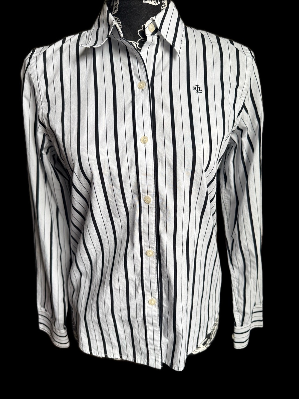 Lauren Ralph Lauren 100% Cotton Striped Button-Down Shirt Petite Small Like New